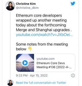 کیم در توییتر جزئیاتی از نتایج کنفرانس دیروز توسعه دهندگان اتریوم در مورد آخرین تغییرات شبکه‌های آزمایشی قبل از ادغام منتشر کرد.